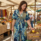 Women's Tropical Leaf Print Deep V-Neck Bodysuit | Elastic Waist Summer Plus Size Top