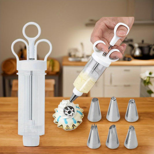 ⏳ Last Day Special Price £9.99! ⏰Stainless Steel Cake Decorating Gun Kit – Complete Frosting Piping Set with 18 Tips & Nozzles – Decorate Inside & Out ✨
