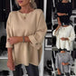 🎀Women's Classic Solid Colour Knit Top | Elegant Three-Quarter Sleeve Cotton Blend Jumper for Summer & Transitional Weather