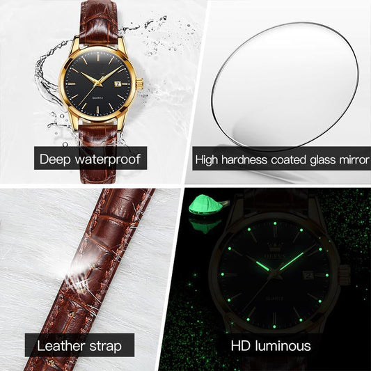 Exclusive 50% OFF | Elegant Minimalist Quartz Watch | HD Luminous & 30M Waterproof | Genuine Leather Wristwatch for Men & Women