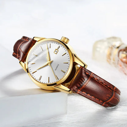 Exclusive 50% OFF | Elegant Minimalist Quartz Watch | HD Luminous & 30M Waterproof | Genuine Leather Wristwatch for Men & Women