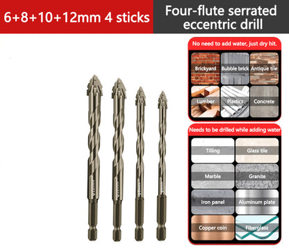 ⏳Time-Limited Special⏰4-Flute Eccentric Drill Bit Kit – Titanium-coated & multi-material ✨
