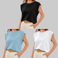💖Limited Sale 50% OFFSolid Color Round Neck Cap Sleeve Top | Soft Breathable Casual Tee | Essential Wardrobe Staple for Women