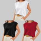 💖Limited Sale 50% OFFSolid Color Round Neck Cap Sleeve Top | Soft Breathable Casual Tee | Essential Wardrobe Staple for Women