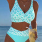 🏖️Summer Hot Sale– 50% OFF!!| Geometric Print Bikini Set | High-Waisted Tummy Control Swimsuit | V-Neck Two-Piece Swimwear for Women