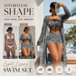 📢📢50% OFF !! ⏰Women's Geometric Print 3-Piece Swimwear Set | High-Waisted Tummy Control Bikini & Sheer Cover-Up | Summer Beach Holiday Outfit