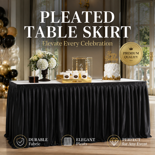 💥 Pleated Table Skirt for Events – Elegant & Easy Table Decor ✨