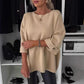 🎀Women's Classic Solid Colour Knit Top | Elegant Three-Quarter Sleeve Cotton Blend Jumper for Summer & Transitional Weather