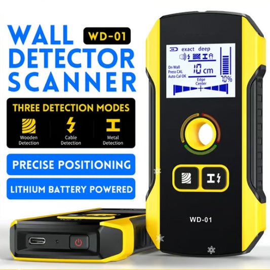 🛠️ LIMITED-TIME 50% OFF! ✨6-in-1 Wall Scanner & Stud Finder | Type-C Rechargeable Wood/Metal Detector with LCD Display for DIY Home Improvement