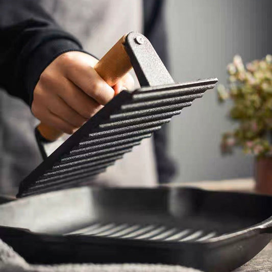 ⏳🔥LIMITED-TIME 50% OFF! ⏰🍔Cast Iron Steak & Burger Press‑Ridged Grill Press🥩