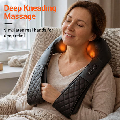 📢📢50% OFF !! ⏰Cordless Neck & Shoulder Massager with Heat – Portable, Comfortable & Easy to Use for Home, Office & Travel