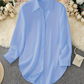 💎 50% OFF! 💎Women's Elegant High-Low Button-Down Shirt | Premium Breathable Long Sleeve Top with Side Slits for Smart Casual Wear✨