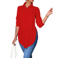 💎 50% OFF! 💎Women's Elegant High-Low Button-Down Shirt | Premium Breathable Long Sleeve Top with Side Slits for Smart Casual Wear✨
