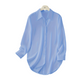 💎 50% OFF! 💎Women's Elegant High-Low Button-Down Shirt | Premium Breathable Long Sleeve Top with Side Slits for Smart Casual Wear✨
