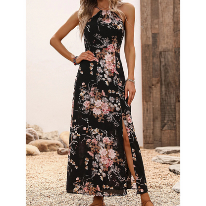 🎁New Arrival 50% OFF💥Floral Print Split Halter Dress