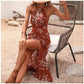 🎁New Arrival 50% OFF💥Floral Print Split Halter Dress