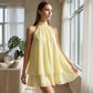 👗 50% OFF! Women's Flowy Halter Drop-Waist Mini Dress | Elegant Backless | Tiered Layered Fabric | Relaxed Flattering Fit | 5 Colors S-2XL 🌸✨