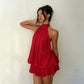 👗 50% OFF! Women's Flowy Halter Drop-Waist Mini Dress | Elegant Backless | Tiered Layered Fabric | Relaxed Flattering Fit | 5 Colors S-2XL 🌸✨