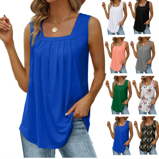 🎁New Arrival 50% OFF💥Women's Square Neck Sleeveless Vest T-Shirt