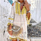 🏖️Summer Hot Sale 50% OFF🏝️Women's Cotton Linen Embroidered Dress | Breathable Loose-Fit Summer Midi Dress with UV Protection (S-5XL)