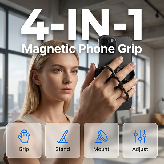 Multi-functional 4-Ring Magnetic Phone Grip & Stand