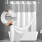 📢📢50% OFF !! 🚿 DOUBLE WATERPROOF WAFFLE SHOWER CURTAIN — Non-Hook Snap Design & Clear Privacy Window ✨