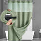 📢📢50% OFF !! 🚿 DOUBLE WATERPROOF WAFFLE SHOWER CURTAIN — Non-Hook Snap Design & Clear Privacy Window ✨
