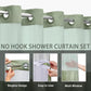 📢📢50% OFF !! 🚿 DOUBLE WATERPROOF WAFFLE SHOWER CURTAIN — Non-Hook Snap Design & Clear Privacy Window ✨