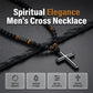 📢📢50% OFF !! ⛪ MEN'S BEADED CROSS NECKLACE — Premium Natural Stone & Sleek Metallic Design ✨