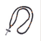 📢📢50% OFF !! ⛪ MEN'S BEADED CROSS NECKLACE — Premium Natural Stone & Sleek Metallic Design ✨
