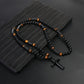📢📢50% OFF !! ⛪ MEN'S BEADED CROSS NECKLACE — Premium Natural Stone & Sleek Metallic Design ✨