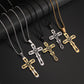✨ 50% OFF NOW!🖤 Ornate Vintage-Style Cross Pendant Necklace – Stainless Steel & 60cm Box Chain – Timeless Two-Tone Jewelry 🎁