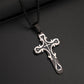 ✨ 50% OFF NOW!🖤 Ornate Vintage-Style Cross Pendant Necklace – Stainless Steel & 60cm Box Chain – Timeless Two-Tone Jewelry 🎁