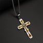 ✨ 50% OFF NOW!🖤 Ornate Vintage-Style Cross Pendant Necklace – Stainless Steel & 60cm Box Chain – Timeless Two-Tone Jewelry 🎁