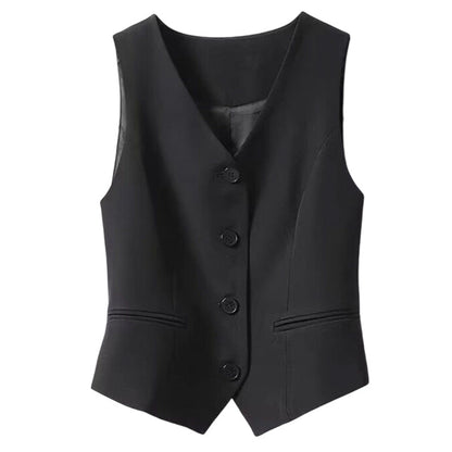 Elegant Women's V-Neck Button Front Vest