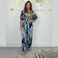 Women's Tropical Leaf Print Deep V-Neck Bodysuit | Elastic Waist Summer Plus Size Top