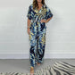 Women's Tropical Leaf Print Deep V-Neck Bodysuit | Elastic Waist Summer Plus Size Top
