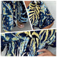 Women's Tropical Leaf Print Deep V-Neck Bodysuit | Elastic Waist Summer Plus Size Top
