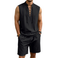 🧵 LIMITED-TIME 50% OFF! ✨ Men's Linen Sleeveless Set – Top & Shorts, Lace-Up, 7 Colors ☀️