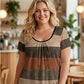🏆SALE 50% OFF🔥Women's Plus Size Pleated Color Block T-Shirt