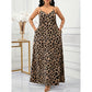🌿Leopard Print Maxi Dress – Women's Bold Leopard Print Maxi Dress | V-Neck Spaghetti Strap Flowy Gown with Side Pockets & Lightweight Fabric