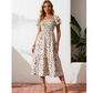 Women's Square Neck Smocked Floral Midi Dress