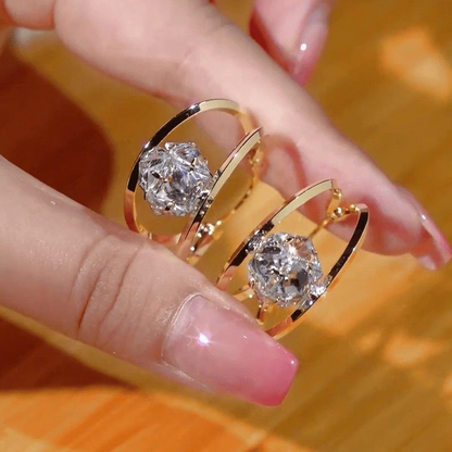 🔥Buy 1 Get 1 Free🔥Women's Double Hoop Earrings with Zirconia Ball | Elegant Gold-Toned Layered Huggie Hoops for Everyday & Party Wear