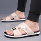 📢📢50% OFF !! ⏰Men's Faux Leather Slip-On Sandals | Dual-Texture Croc Pattern Open-Toe Shoes with Cushioned