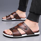📢📢50% OFF !! ⏰Men's Faux Leather Slip-On Sandals | Dual-Texture Croc Pattern Open-Toe Shoes with Cushioned