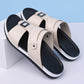 📢📢50% OFF !! ⏰Men's Faux Leather Slip-On Sandals | Dual-Texture Croc Pattern Open-Toe Shoes with Cushioned