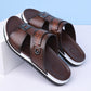 📢📢50% OFF !! ⏰Men's Faux Leather Slip-On Sandals | Dual-Texture Croc Pattern Open-Toe Shoes with Cushioned