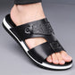 📢📢50% OFF !! ⏰Men's Faux Leather Slip-On Sandals | Dual-Texture Croc Pattern Open-Toe Shoes with Cushioned
