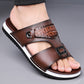 📢📢50% OFF !! ⏰Men's Faux Leather Slip-On Sandals | Dual-Texture Croc Pattern Open-Toe Shoes with Cushioned