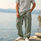 Men's Breathable Cotton Linen Cargo Trousers | Relaxed Wide-Leg Drawstring Pants for Summer Holiday & Streetwear